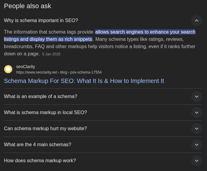 FAQ rich result in Google
